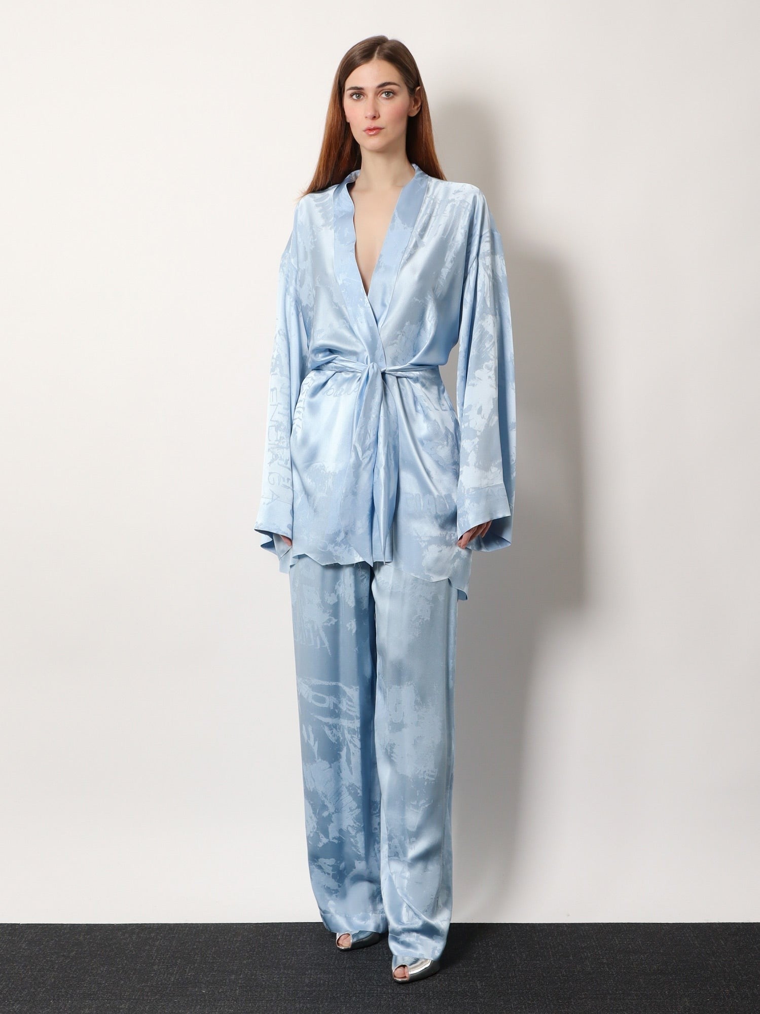 Balenciaga Women's Wrap Silk Mini Dress Blue