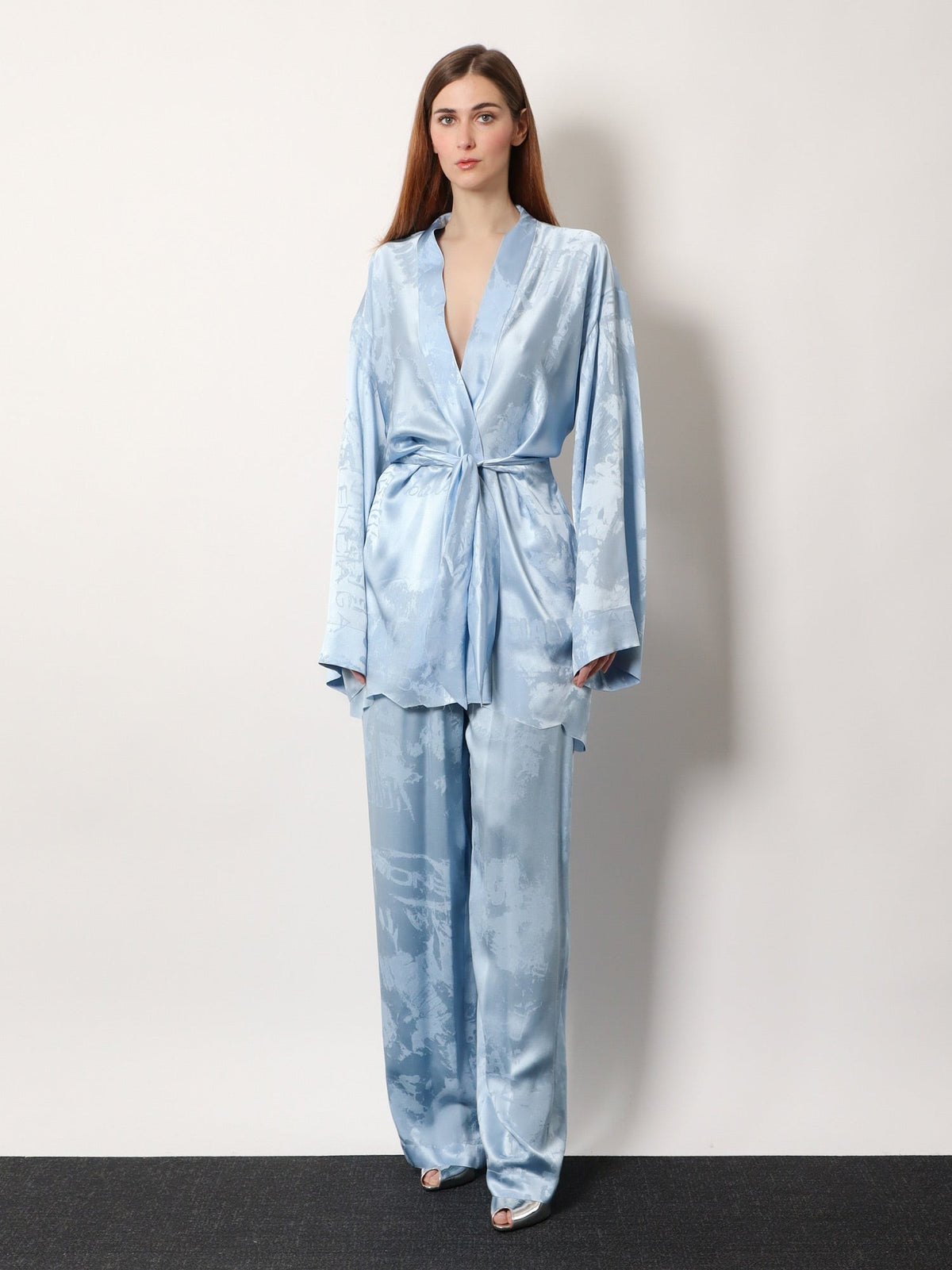 Balenciaga Women's Wrap Silk Mini Dress Blue, view 2