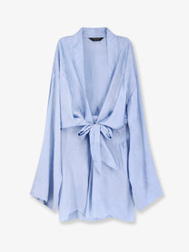 Balenciaga Women's Wrap Silk Mini Dress Blue