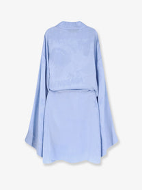 Balenciaga Women's Wrap Silk Mini Dress Blue