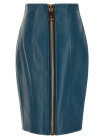 Balmain XL Zip Skirt Blue