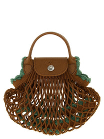 Longchamp XS Le Pliage Filet Mesh Crossbody Bag Brown