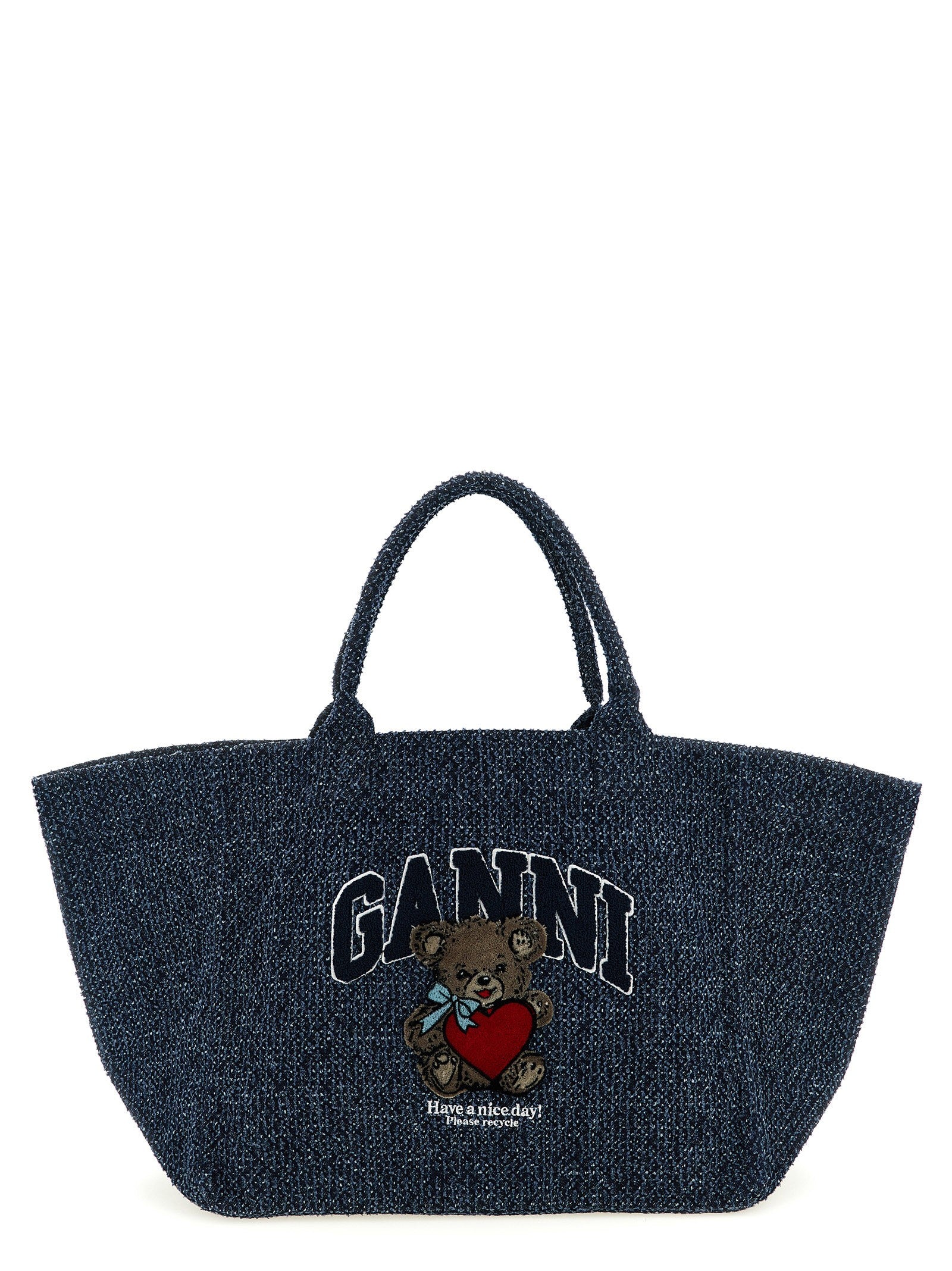 Ganni Xxl Bear Shopping Bag Blue