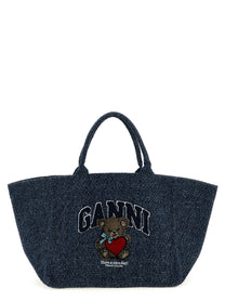 Ganni Xxl Bear Shopping Bag Blue