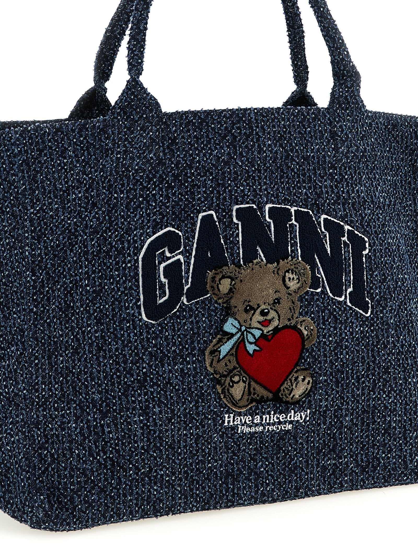 Ganni Xxl Bear Shopping Bag Blue