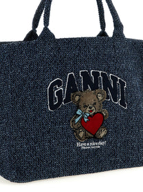 Ganni Xxl Bear Shopping Bag Blue