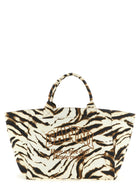 Ganni Xxl Zebra Shopping Bag Beige