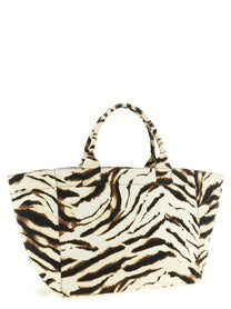 Ganni Xxl Zebra Shopping Bag Beige