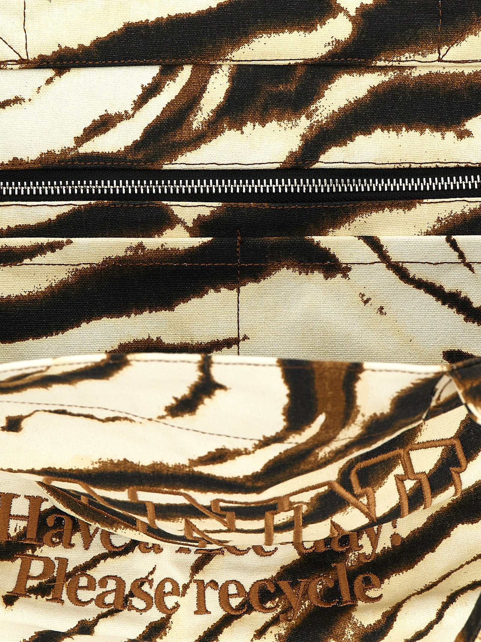 Ganni Xxl Zebra Shopping Bag Beige