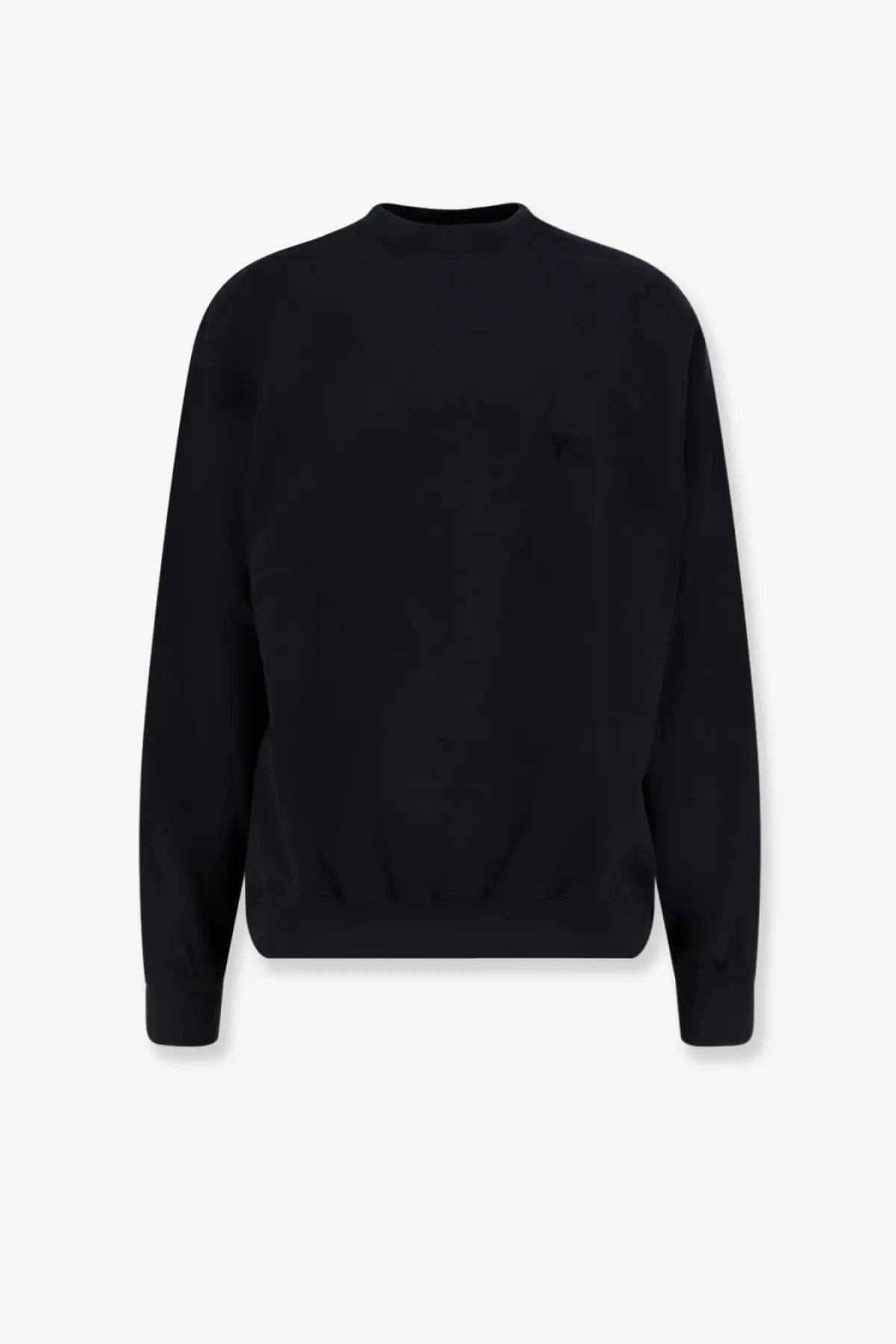 Y-3 men’s black cotton blend crewneck sweatshirt with a subtle logo on the left chest for casual wear