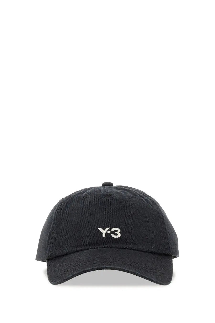 Black y-3 unisex baseball cap with white embroidered logo in cotton for casual wear