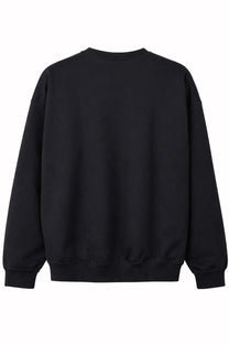 Y-3 unisex black cotton oversized crewneck sweatshirt with ribbed cuffs and hem front view