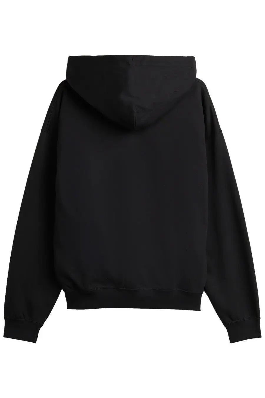 Black oversized y-3 unisex hoodie with relaxed fit and ribbed cuffs perfect for casual wear