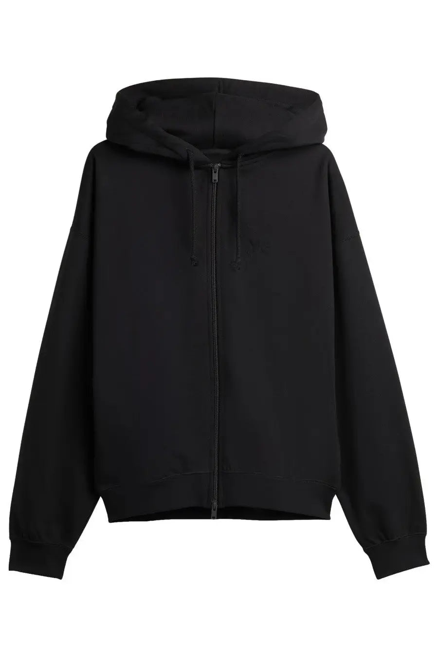 Y-3 unisex hoodie black zip-up with hood drawstrings and long sleeves made from soft comfortable material