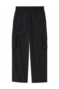 Black y-3 unisex pantalone cargo con coulisse cargo pants with elastic waistband and flap pockets