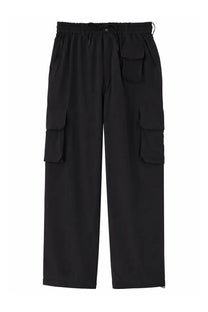 Black y-3 unisex pantalone cargo pants with multiple pockets and elastic waistband for casual wear
