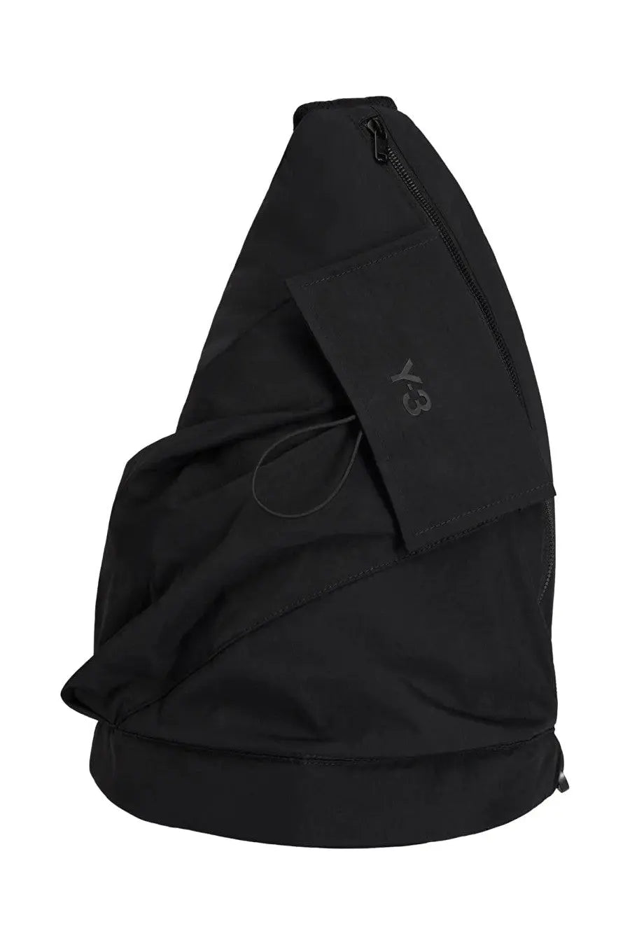 Black y-3 unisex shoulder bag with sleek minimalist design and subtle logo detailing for everyday use