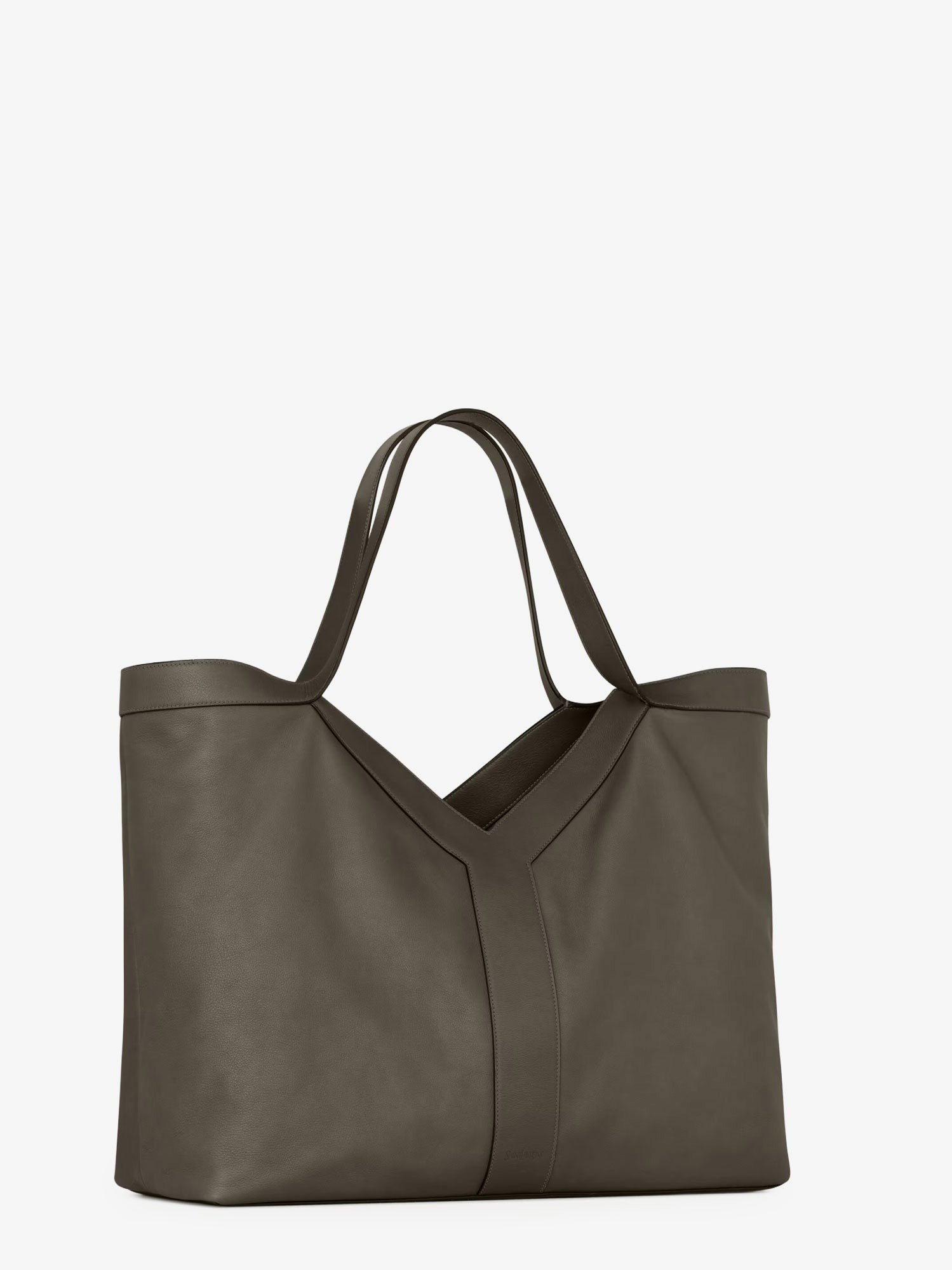 Saint Laurent Men's Oversize Leather Tote Bag Green