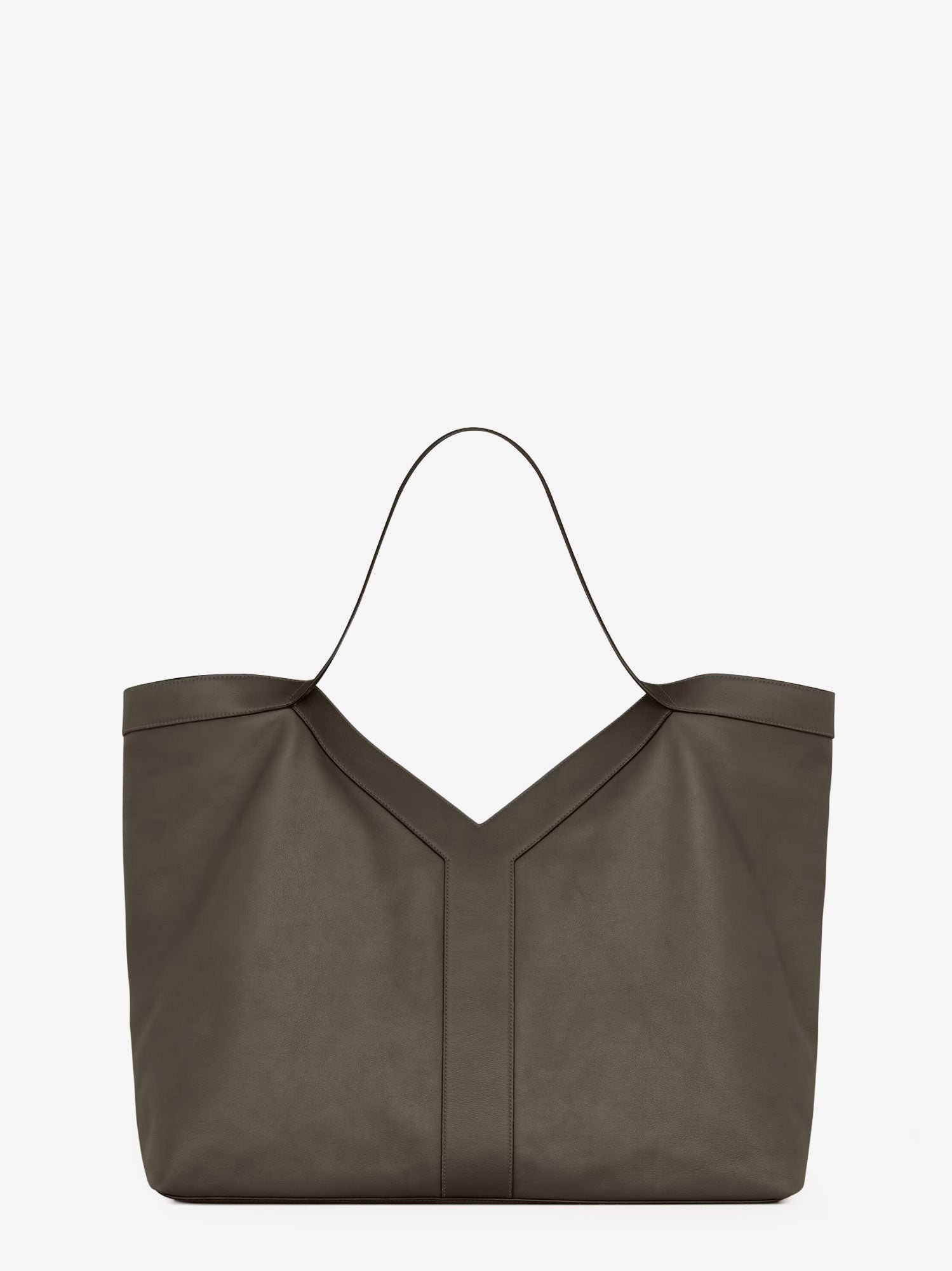 Saint Laurent Men's Oversize Leather Tote Bag Green