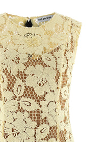 self-portrait Yellow Crochet Lace Midi Dress Yellow