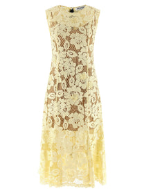 self-portrait Yellow Crochet Lace Midi Dress Yellow