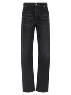 Fendi Yellow Stitching Jeans Black