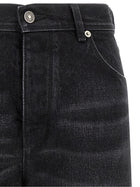 Fendi Yellow Stitching Jeans Black, view 3