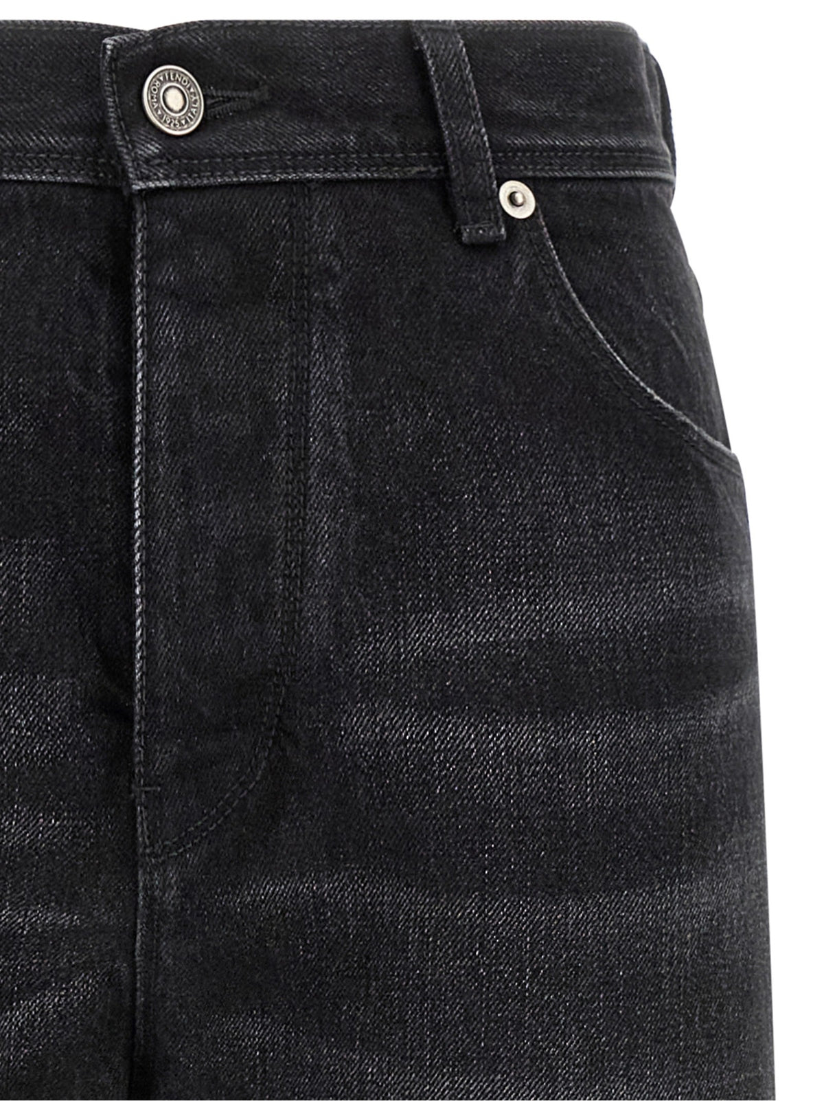 Fendi Yellow Stitching Jeans Black, view 3