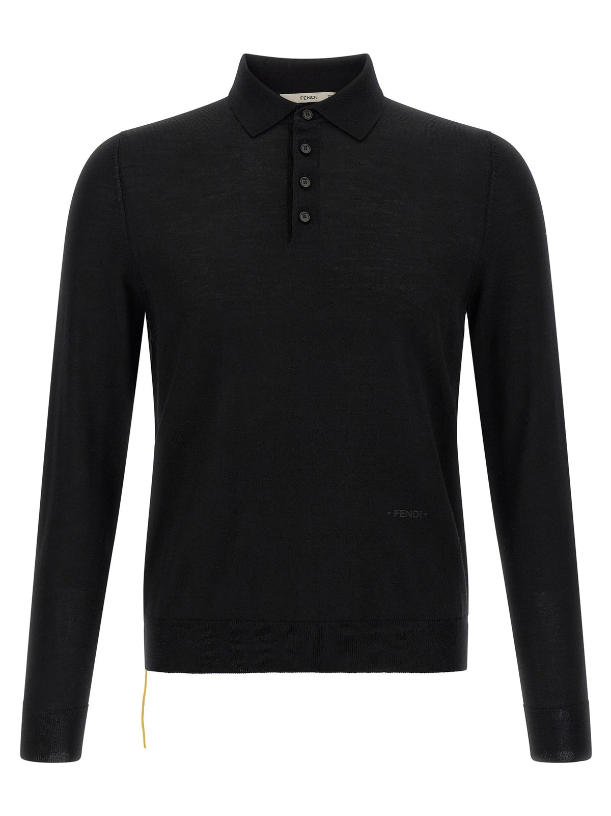 Fendi Yellow Stitching Polo Shirt Black