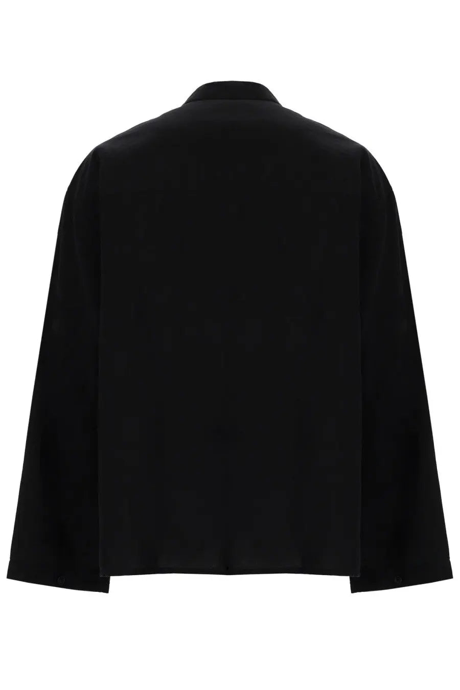 YMC men’s camicia hawkeye black satin blazer with sleek minimalist design and wide sleeves for formal wear