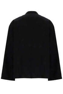 YMC men’s camicia hawkeye black satin blazer with sleek minimalist design and wide sleeves for formal wear