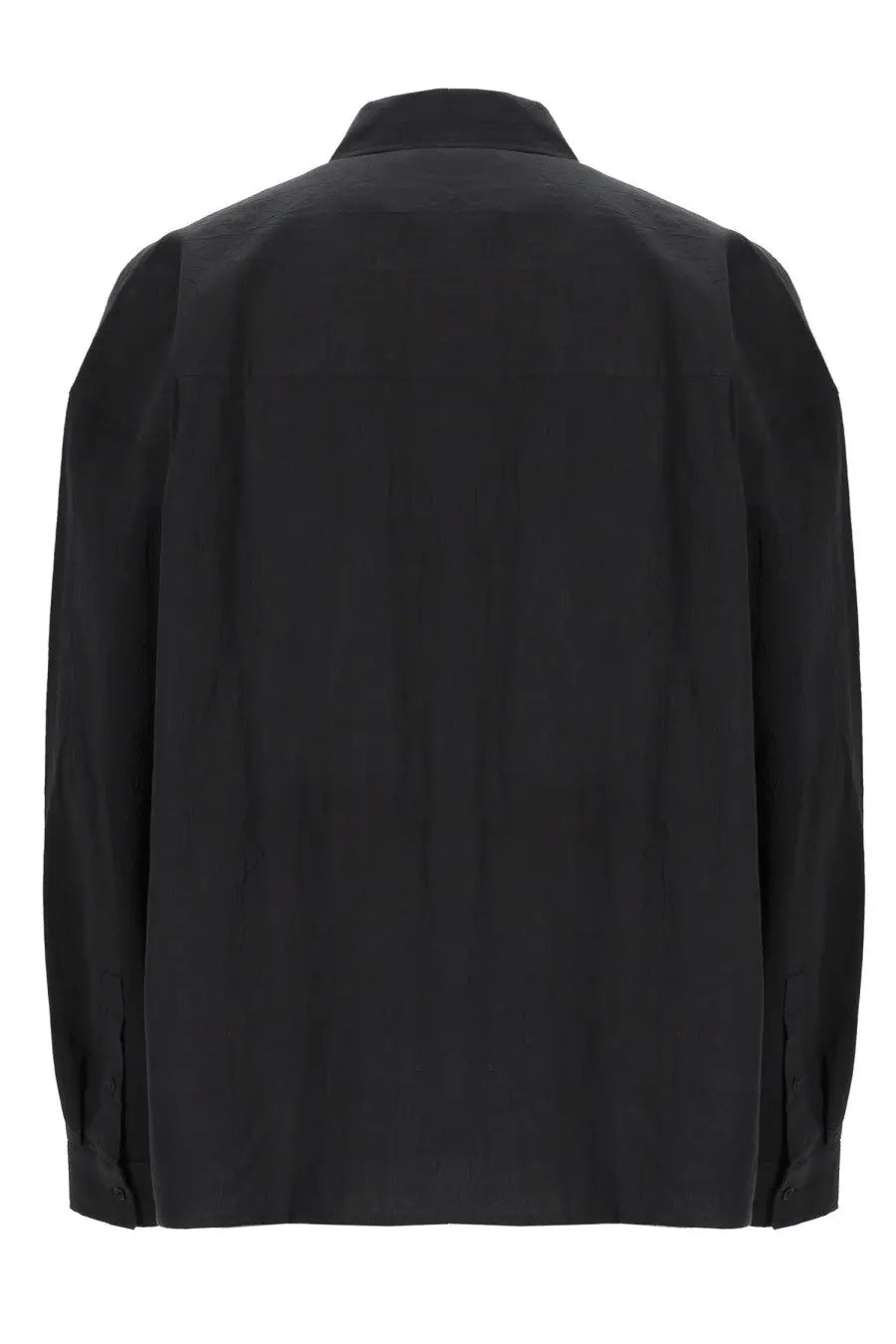 Ymc men’s camicia wray grey black long-sleeved shirt with classic collar and subtle fabric texture