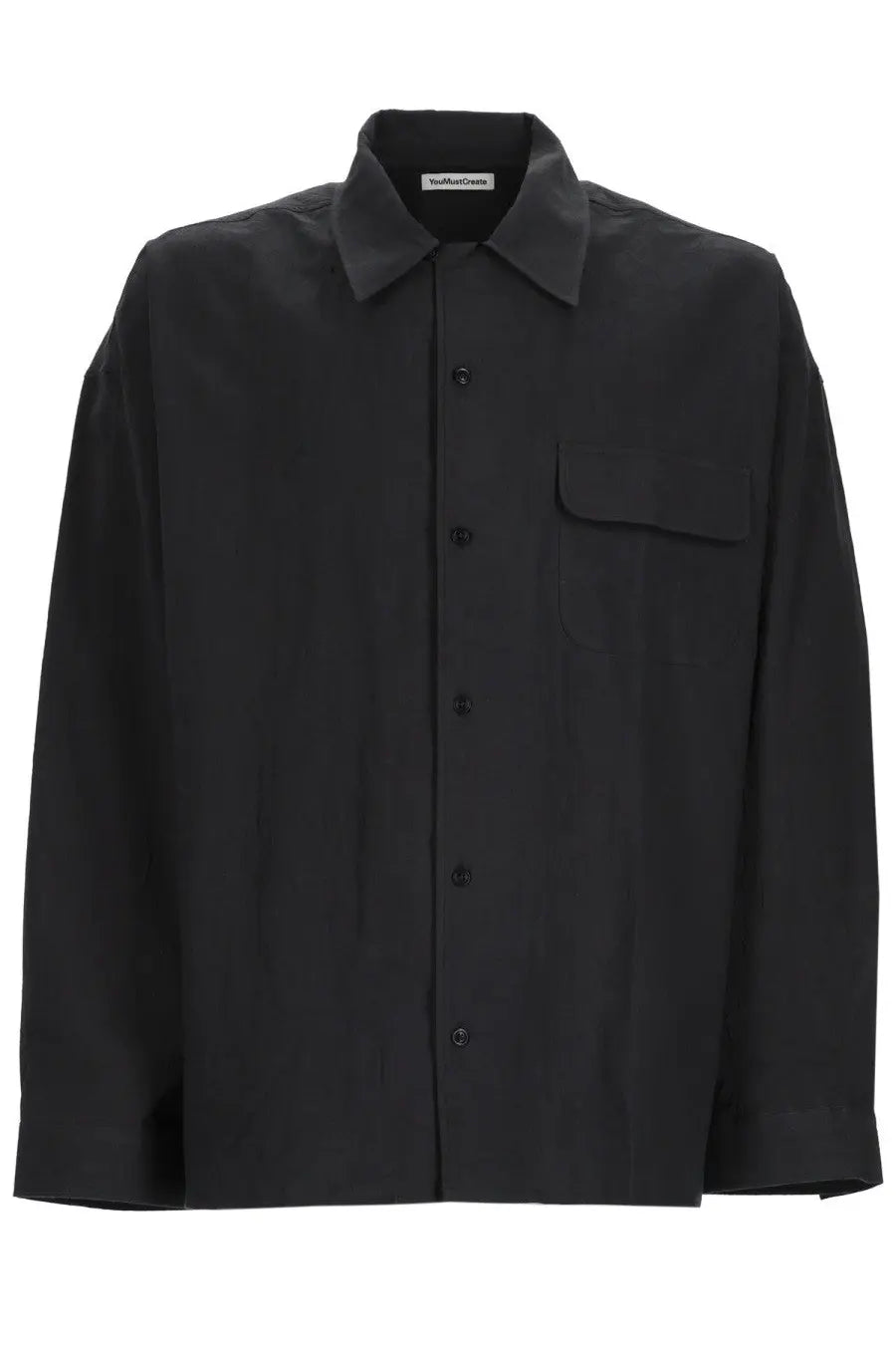 Black yohji yamamoto relaxed fit shirt with button-down front and chest pocket in ymc men’s camicia wray grey style