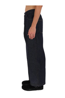 YMC men’s replacement jeans blue in dark indigo denim with relaxed wide leg cut and classic stitching