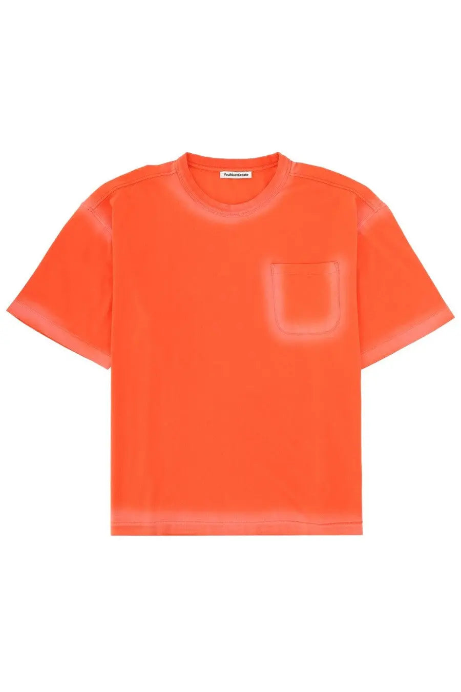 YMC men’s bright orange short-sleeved shirt with single chest pocket minimalist design soft fabric