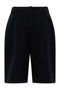 Ymc men’s shorts carax black tailored black shorts with sleek structured design and button fastened waistband