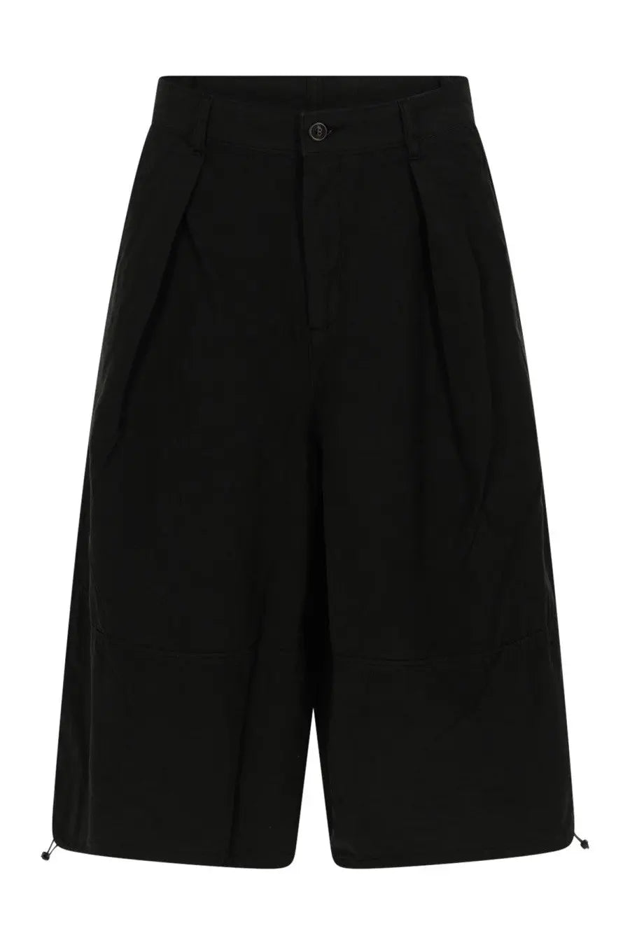 Ymc men’s shorts salba green black high-waisted pleated shorts with button closure and drawstring hem
