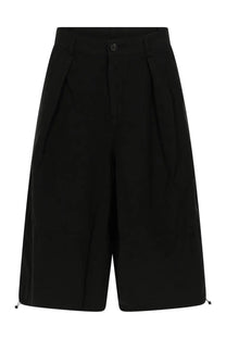 Ymc men’s shorts salba green black high-waisted pleated shorts with button closure and drawstring hem