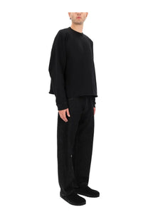 YMC men’s studio sweatshirt black oversized crewneck with relaxed fit and long sleeves in soft cotton material