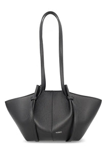 Black leather tote bag yuzefi womens small mochi bag with textured surface and dual top handles
