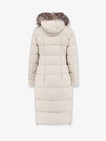 MooRER Women's Zagar Kn Water Repellent Stretch Fabric Long Down Coat White