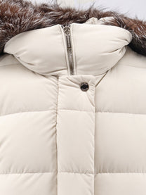 MooRER Women's Zagar Kn Water Repellent Stretch Fabric Long Down Coat White