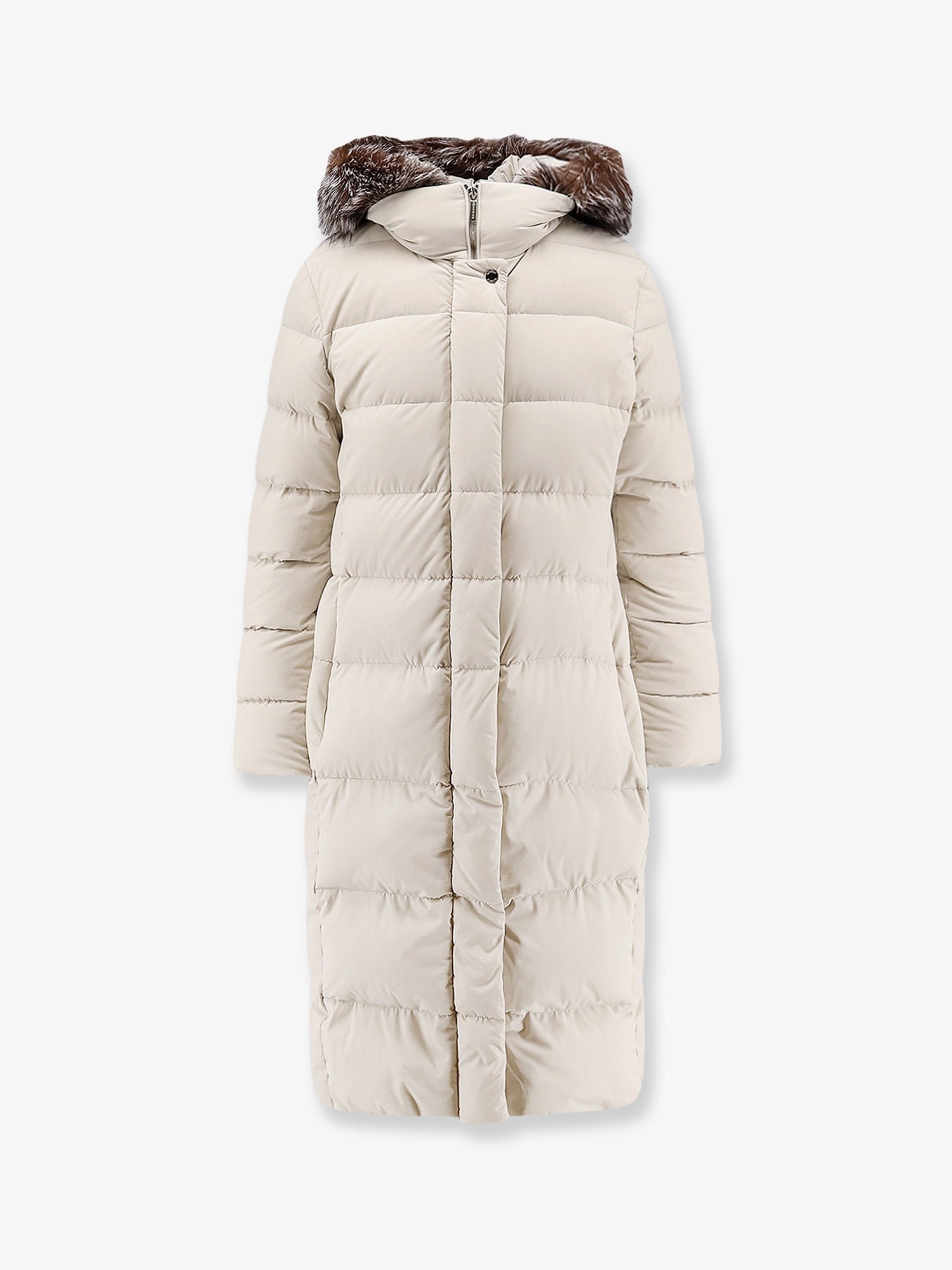 MooRER Women's Zagar Kn Water Repellent Stretch Fabric Long Down Coat White