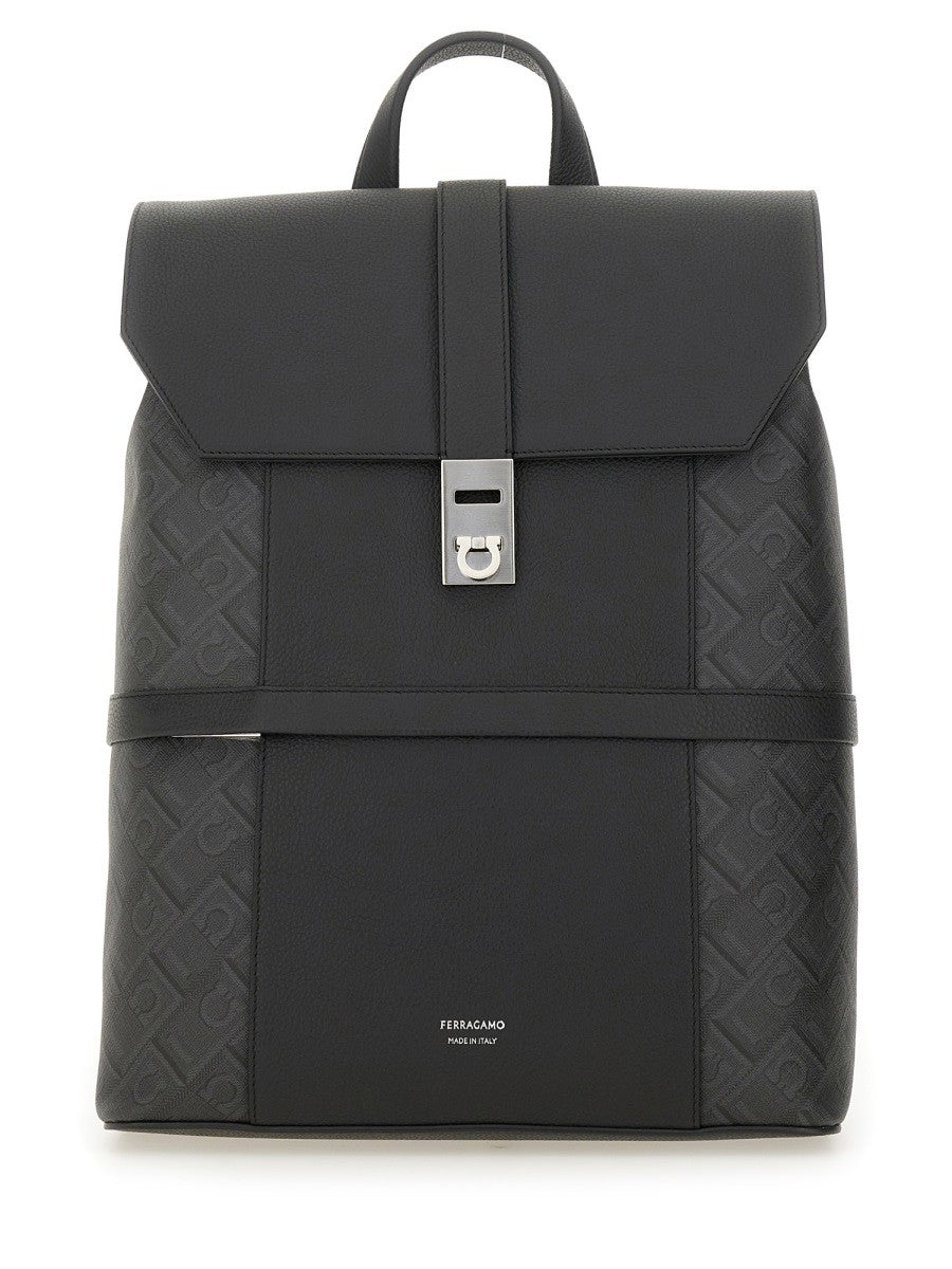 Ferragamo Men's Zaino Con Fibbia Gancini Grey