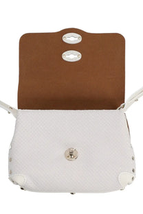 Zanellato women’s baby postina amoretto white crossbody bag with textured leather brown interior and silver-tone hardware