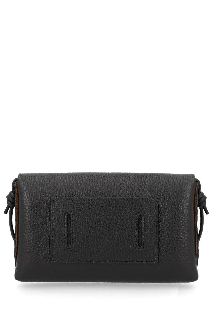 Zanellato women’s borsa lettera daily black crossbody bag in black pebbled leather with braided cord straps and minimalist flap