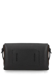 Zanellato women’s borsa lettera daily black crossbody bag in black pebbled leather with braided cord straps and minimalist flap