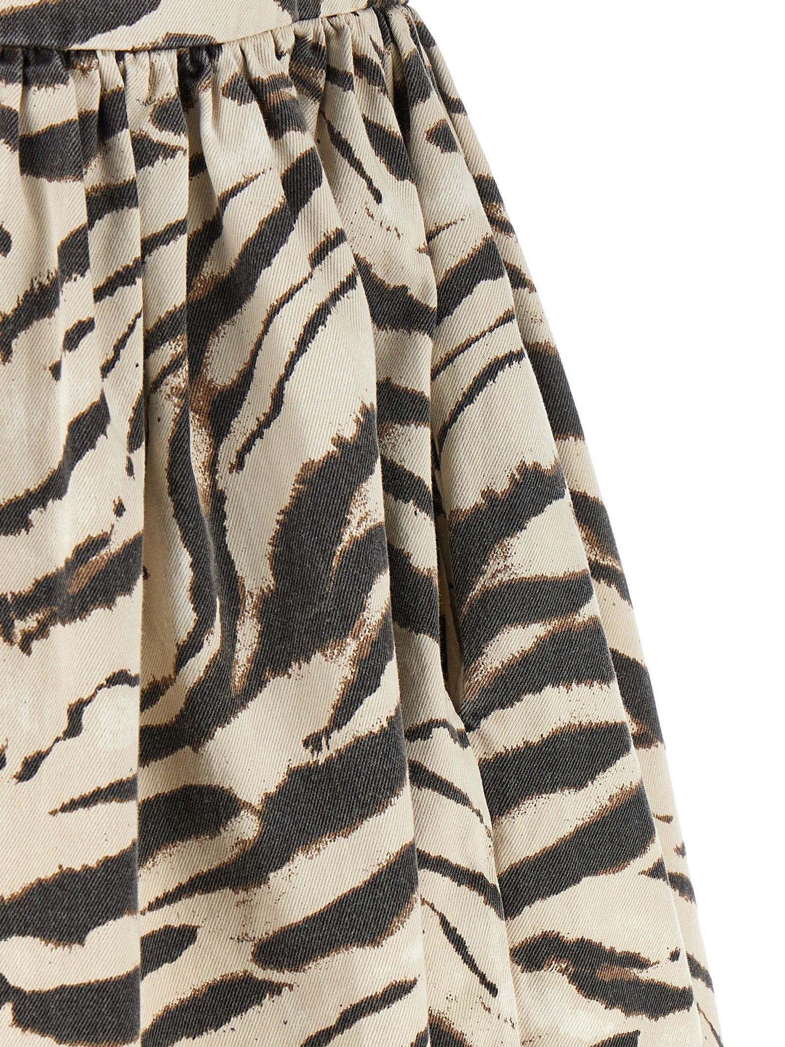 Ganni Zebra Denim Dress Gold