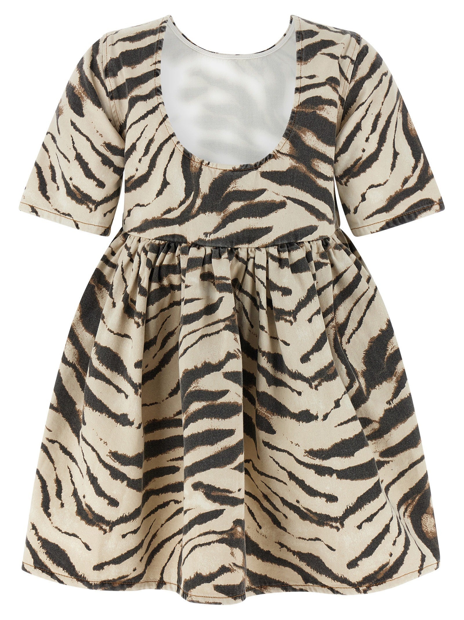 Ganni Zebra Denim Dress Gold