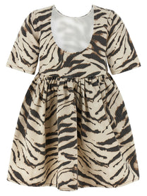 Ganni Zebra Denim Dress Gold